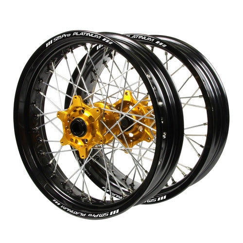 SM PRO Suzuki DRZ400 E 2000-2024 17x3.5/17x4.25 Black/Gold Supermoto Wheel Set