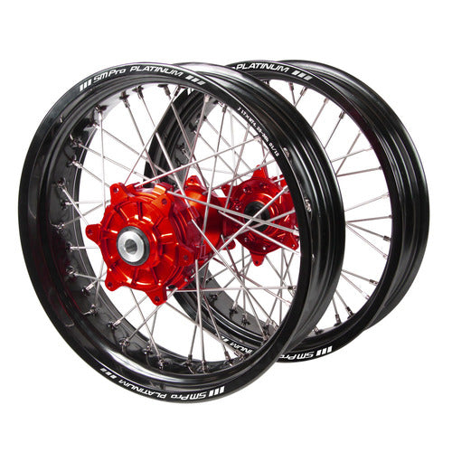 SM PRO Honda CRF250-450X 2005-17 Cush Drive 17x3.5/17x4.25 Black/Red Supermoto Wheel Set