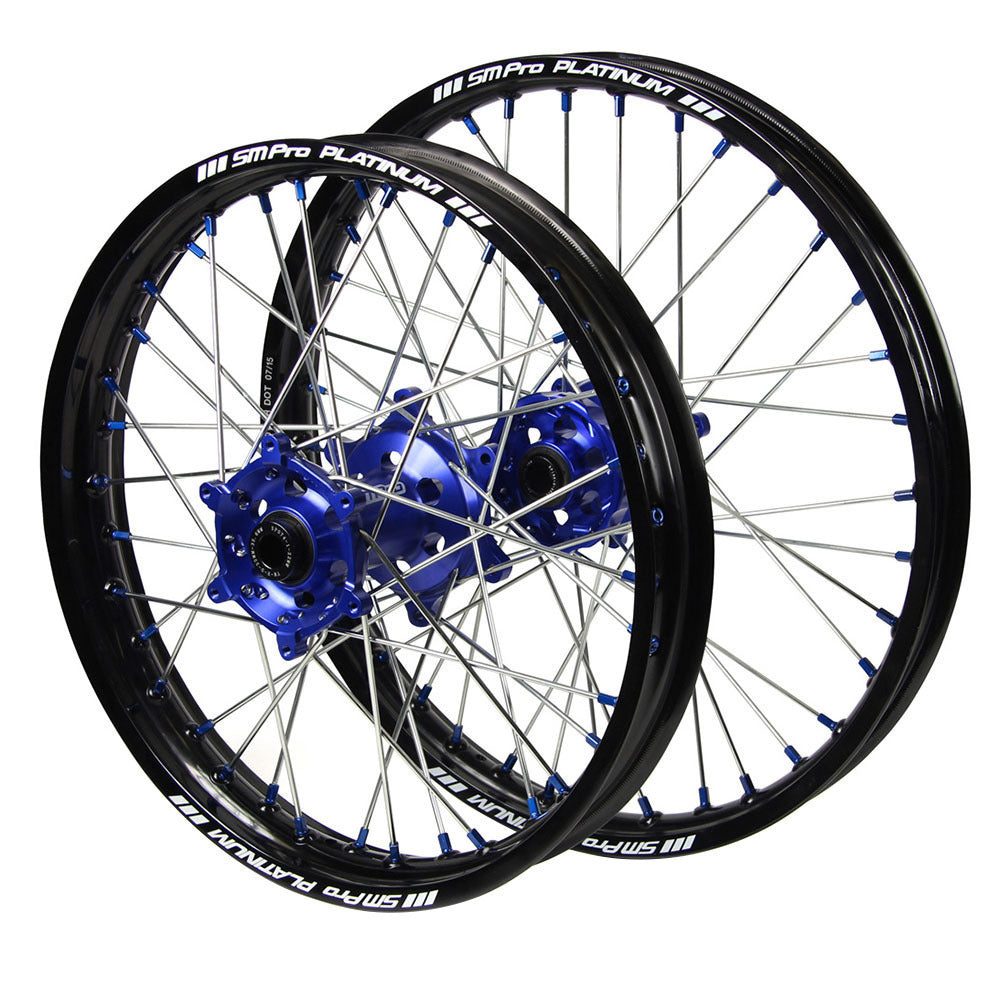 SM PRO Yamaha YZ125-250 2008-24 / YZ250-450 2009-24 21/19 Black/Blue Wheel Set