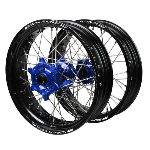 SM PRO Sherco 125-250-300-450-500 SE-SEF 2008-24 17x3.5/17x4.25 Black/Blue Supermoto Wheel Set