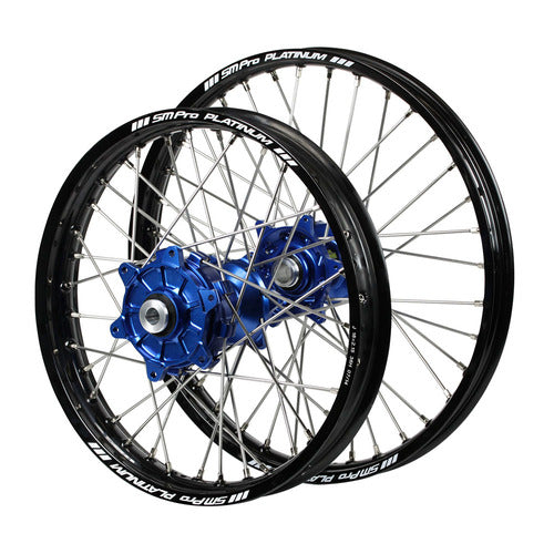 SM PRO Yamaha WR250F 2020-2024 / WR450F 2019-2024 Cush Drive 21/18 Black/Blue Wheel Set