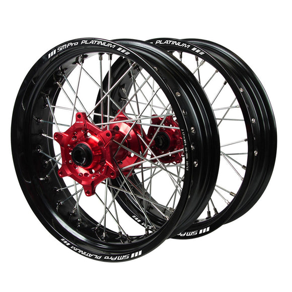 SM PRO Honda CRF250-450X 2005-2017 17x3.5/17x4.25 Black/Red Supermoto Wheel Set