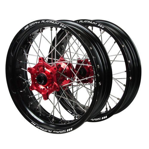 SM PRO Honda CRF250R-RX 2014-24 / CRF450R-RX 2013-24 / CRF450L 2019-24  17x3.5/17x4.25 Black/Red Supermoto Wheel Set