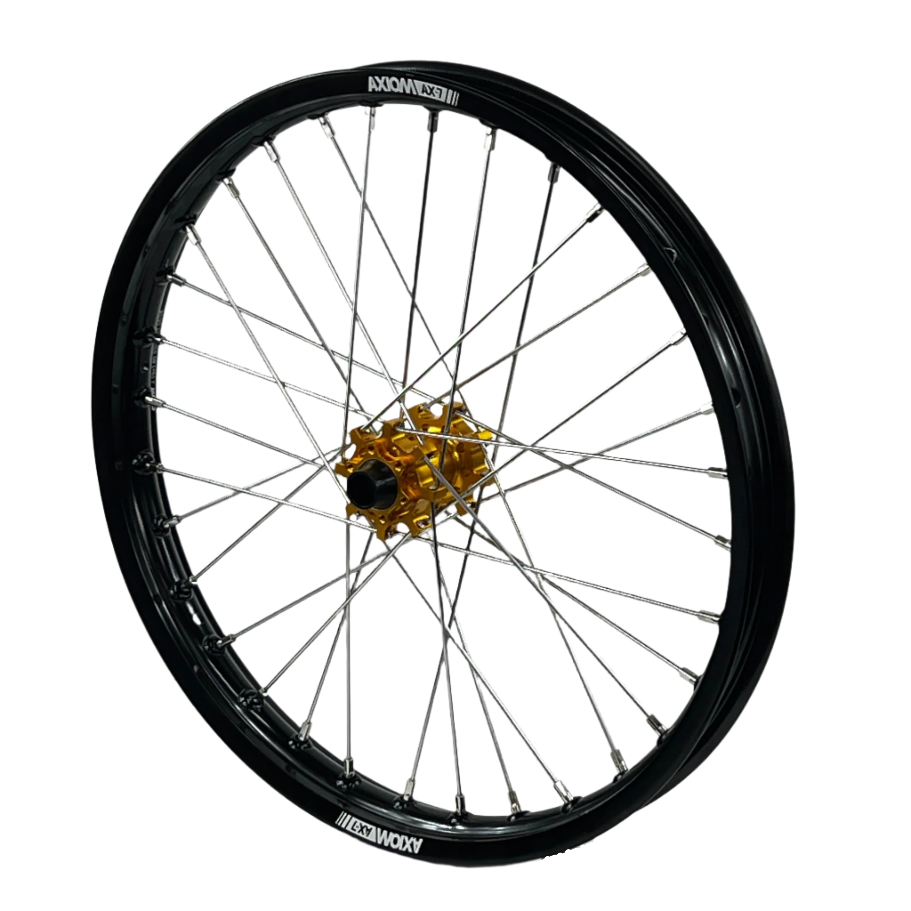 Axiom Sur Ron Light Bee 19x1.6/17x1.85 Black Rim / Gold Hub Wheel Set