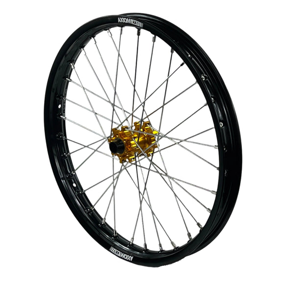 Axiom Sur Ron Light Bee 19x1.6/17x1.85 Black Rim / Gold Hub Wheel Set