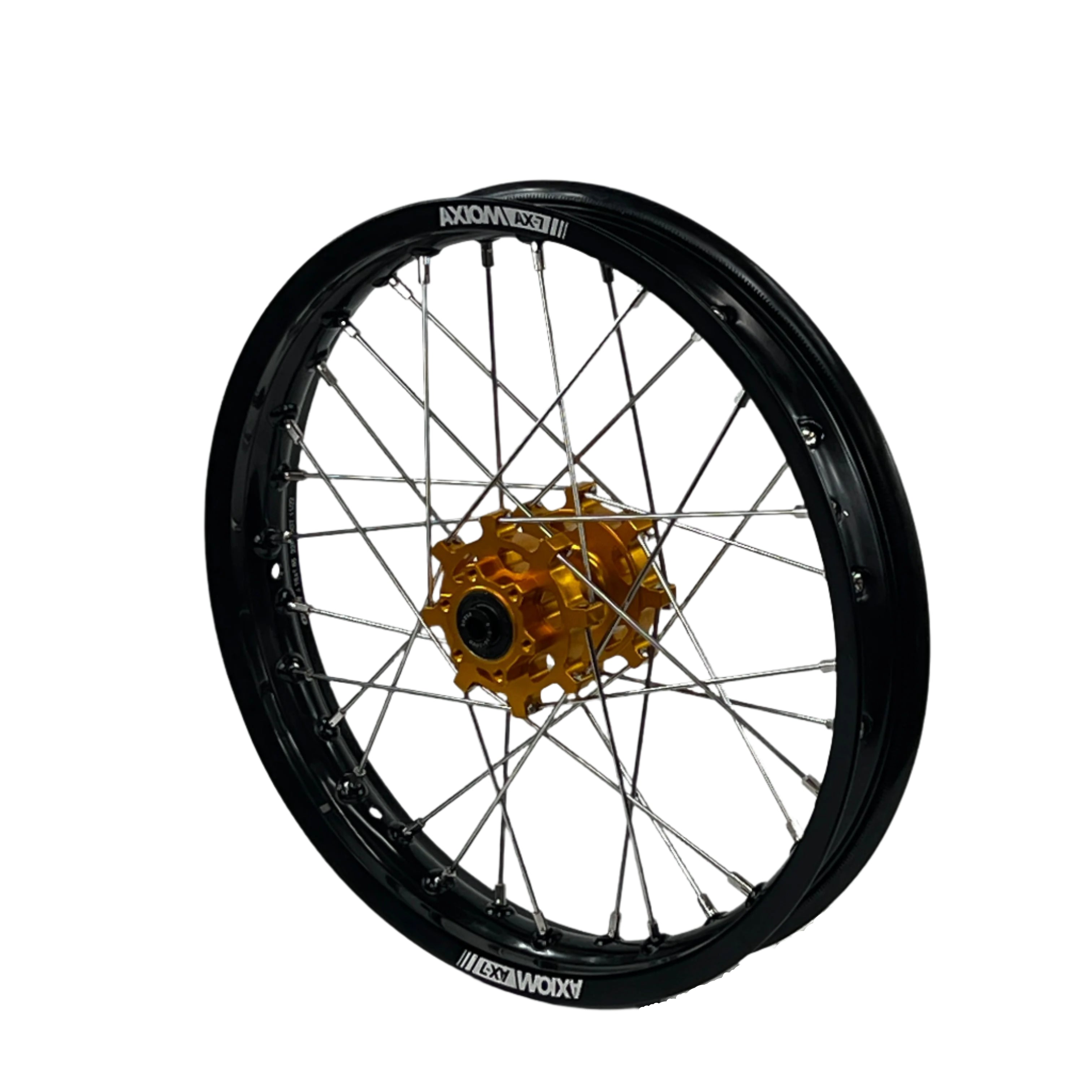 Axiom Sur Ron Light Bee 19x1.6/17x1.85 Black Rim / Gold Hub Wheel Set