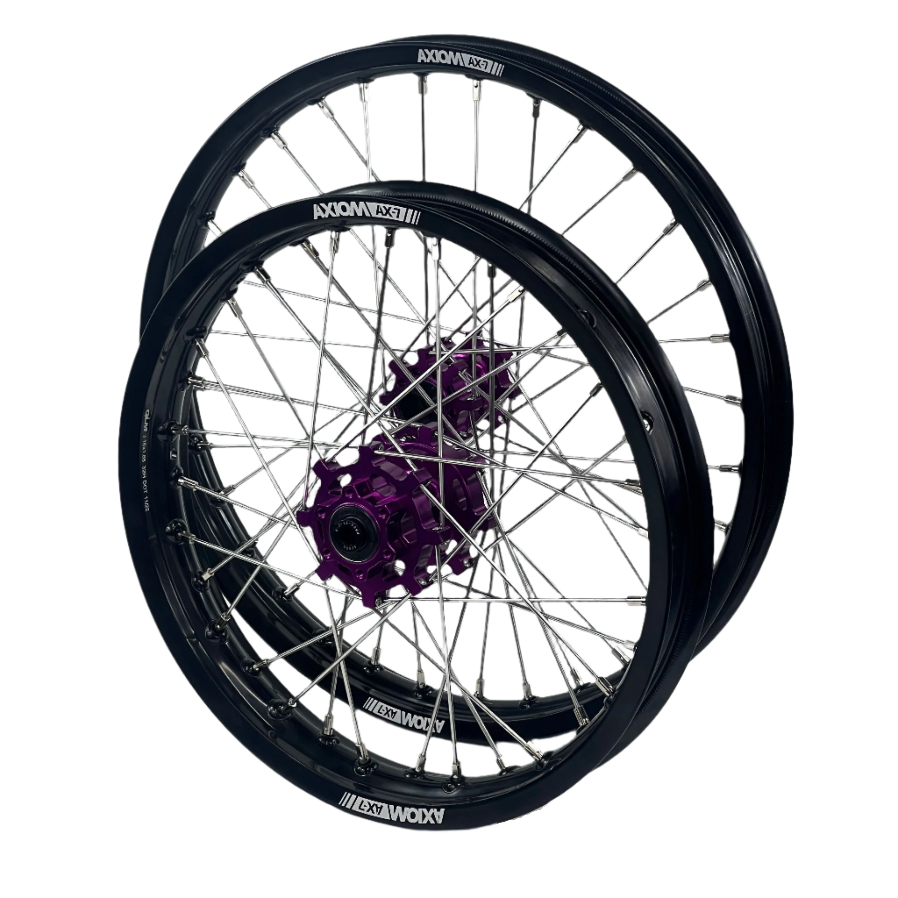 Axiom Sur Ron Light Bee 19x1.6/17x1.85 Black Rim / Purple Hub Wheel Set