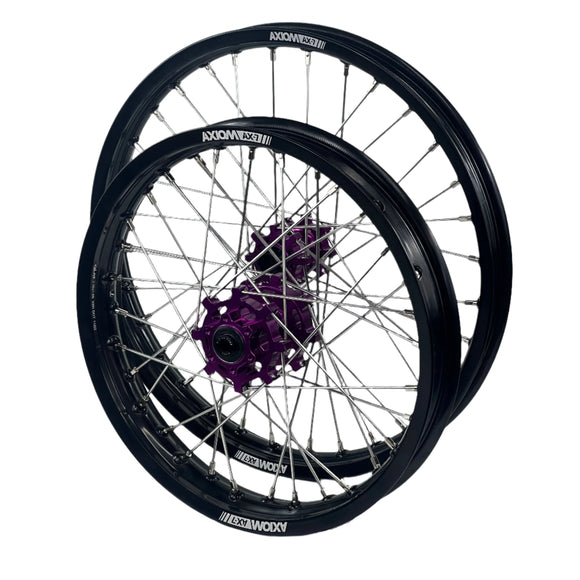 Axiom Sur Ron Light Bee 19x1.6/17x1.85 Black Rim / Purple Hub Wheel Set