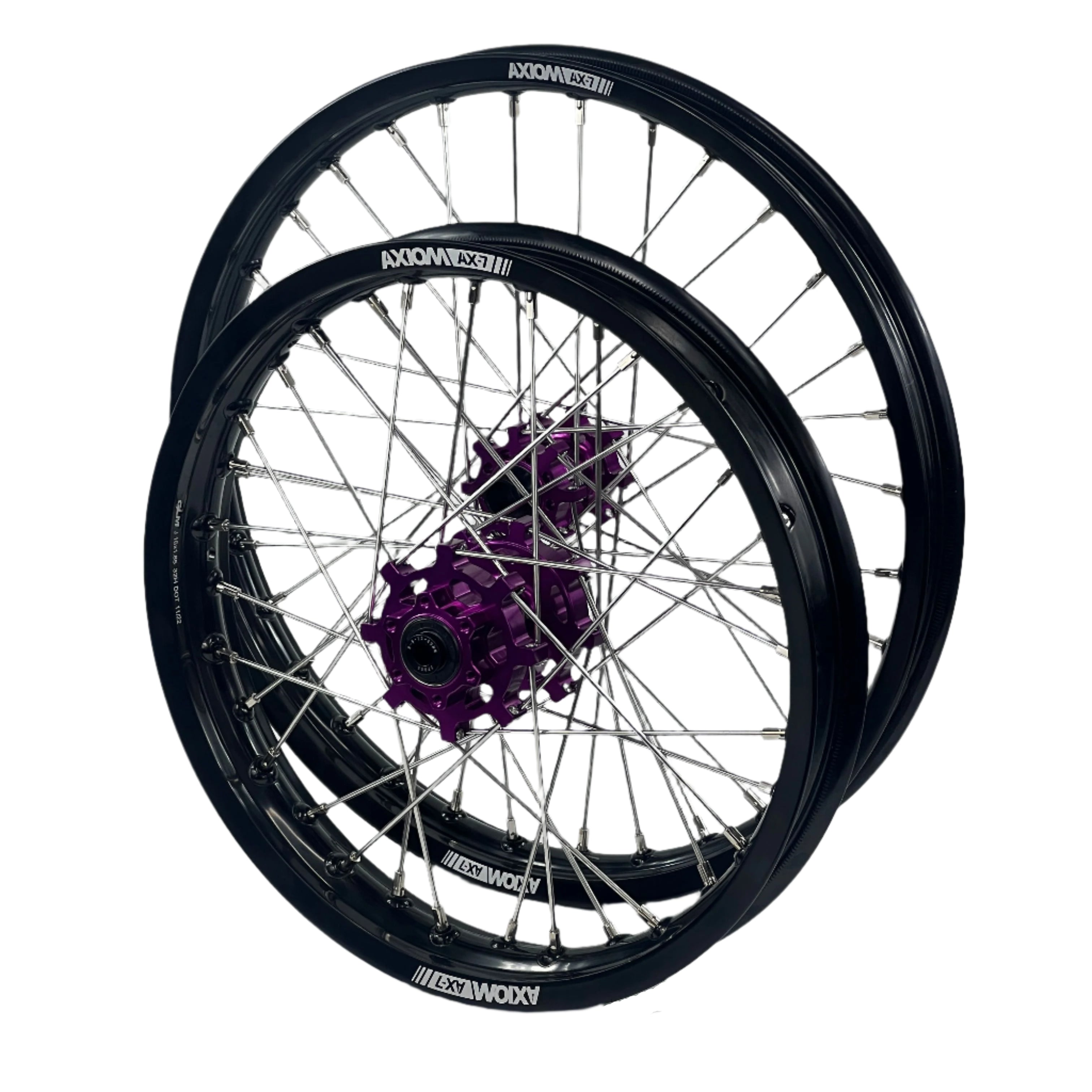 Axiom Sur Ron Light Bee 19x1.6/17x1.85 Black Rim / Purple Hub Wheel Set