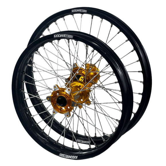 Axiom Sur Ron Ultra Bee 21x1.6/18x2.15 Black Rim / Gold Hub Wheel Set