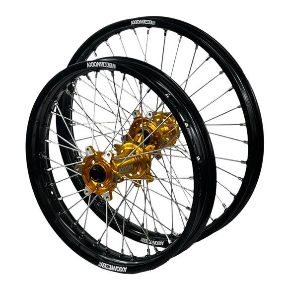 Axiom Sur Ron Ultra Bee 21x1.6/18x2.15 Black Rim / Gold Hub Wheel Set