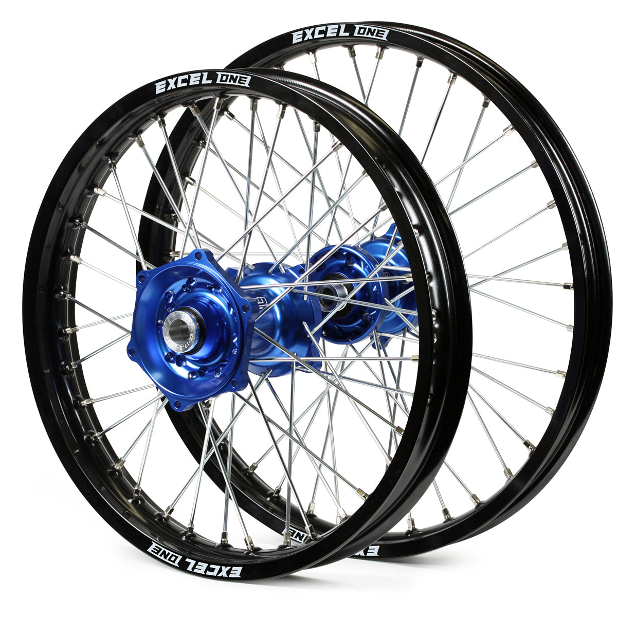 Talon Pro Billet / Excel One Husqvarna TE-FE 125-250-300-350-450-501 2024-2025 Black Rim/Blue Hub 21/18 Wheel Set