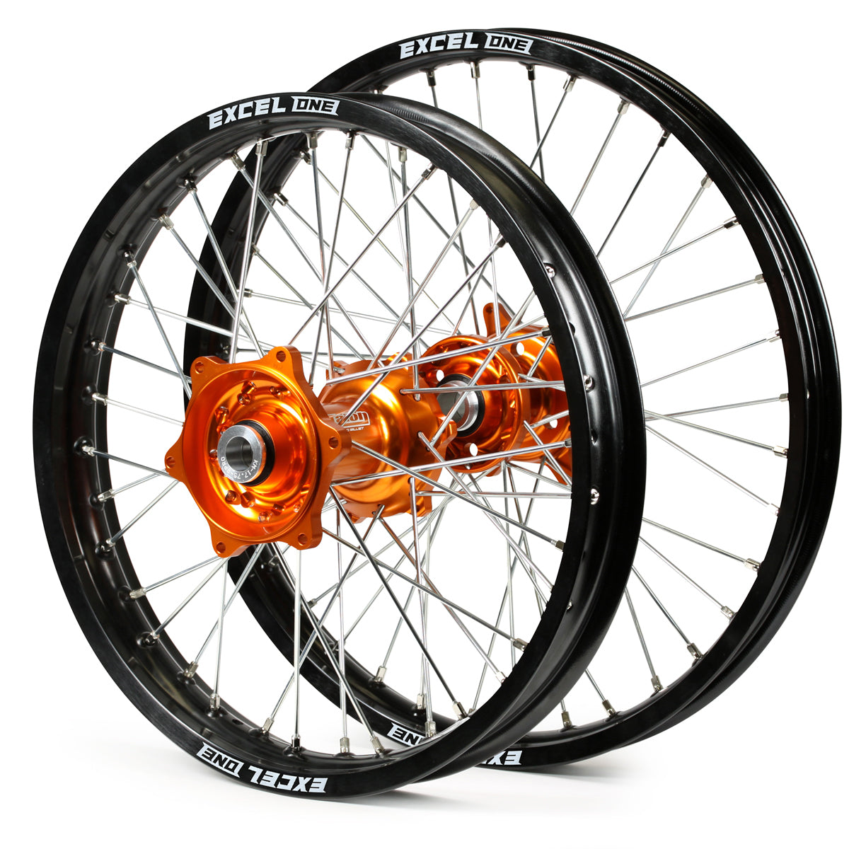 Talon Pro Billet / Excel One KTM SX-SXF 125-250-350-450 2023-2025 Black Rim/Orange Hub 21/19x2.15 Wheel Set