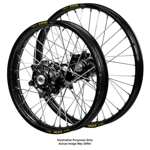 KTM 1090-1190-1290 Adventure 2013-2024 (21x2.15/18x4.25) Black Excel Rim / Haan Black Hubs wheel set