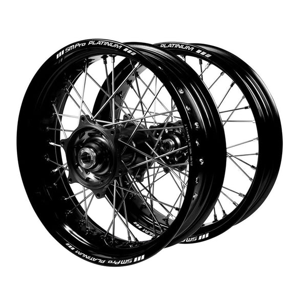 SM PRO Honda CR125-250 02-07 / CRF250-450R 02-12 17x3.5/17x4.25 Black/Black Supermoto Wheel Set