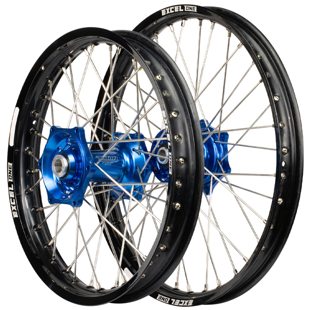 Talon Pro Billet / Excel One Husqvarna TC-FC 125-250-350-450 2016-2022 Black Rim/Blue Hub 21/19 Wheel Set