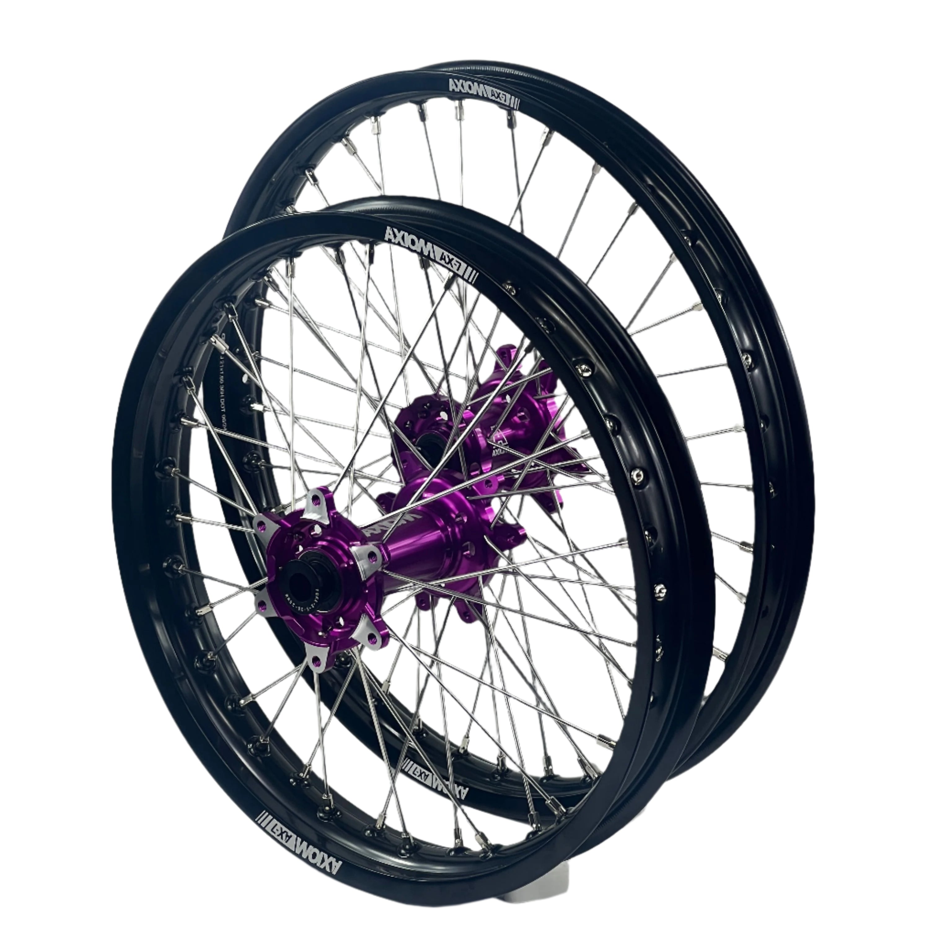 Axiom Sur Ron Ultra Bee 21x1.6/18x2.15 Black Rim / Purple Hub Wheel Set