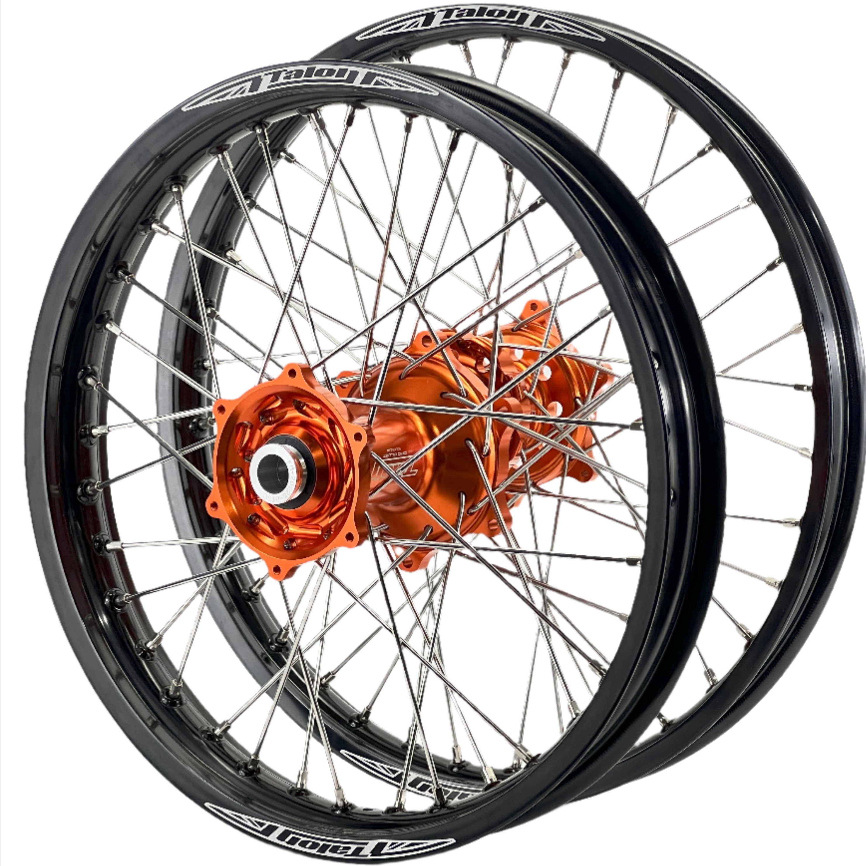 Talon KTM85SX 2021-24 17x1.40/14x1.60 Black Rim/Orange Hub Small Wheel Set