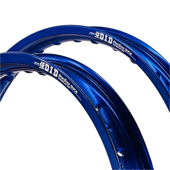 Kawasaki KX125-250-500 1989-2002 21/19 OEM Front/Rear Blue DID Rim & Bulldog Spoke Set